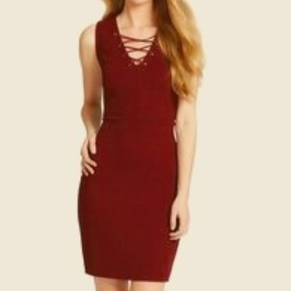 🌻 Jessica Simpson Juniors' Lace-Up Bodycon Dress - Picture 1 of 8